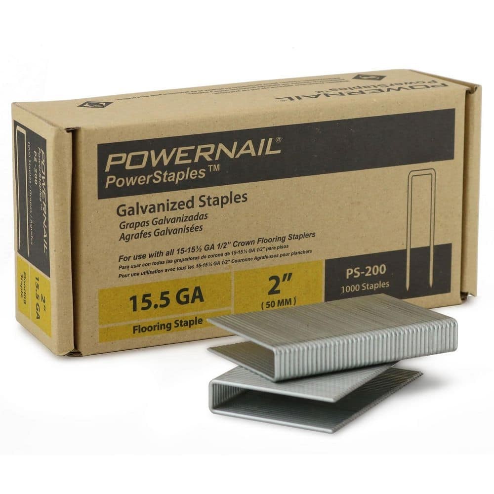 PowerStaples 2″ x 1/2″ 15.5 Gauge Steel Hardwood Flooring Staples 1,000 Pack