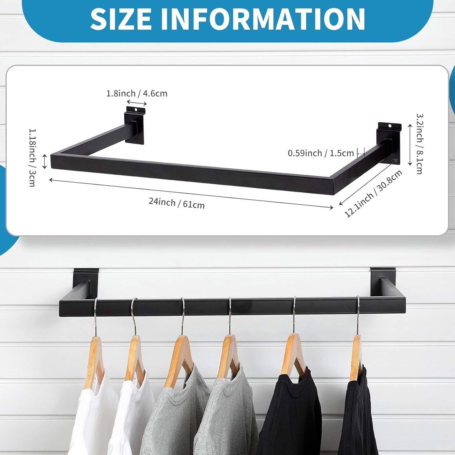 Slatwall U-Shaped Rectangular Tubing Hangrail – 24″x12″, Slatwall Accessories…