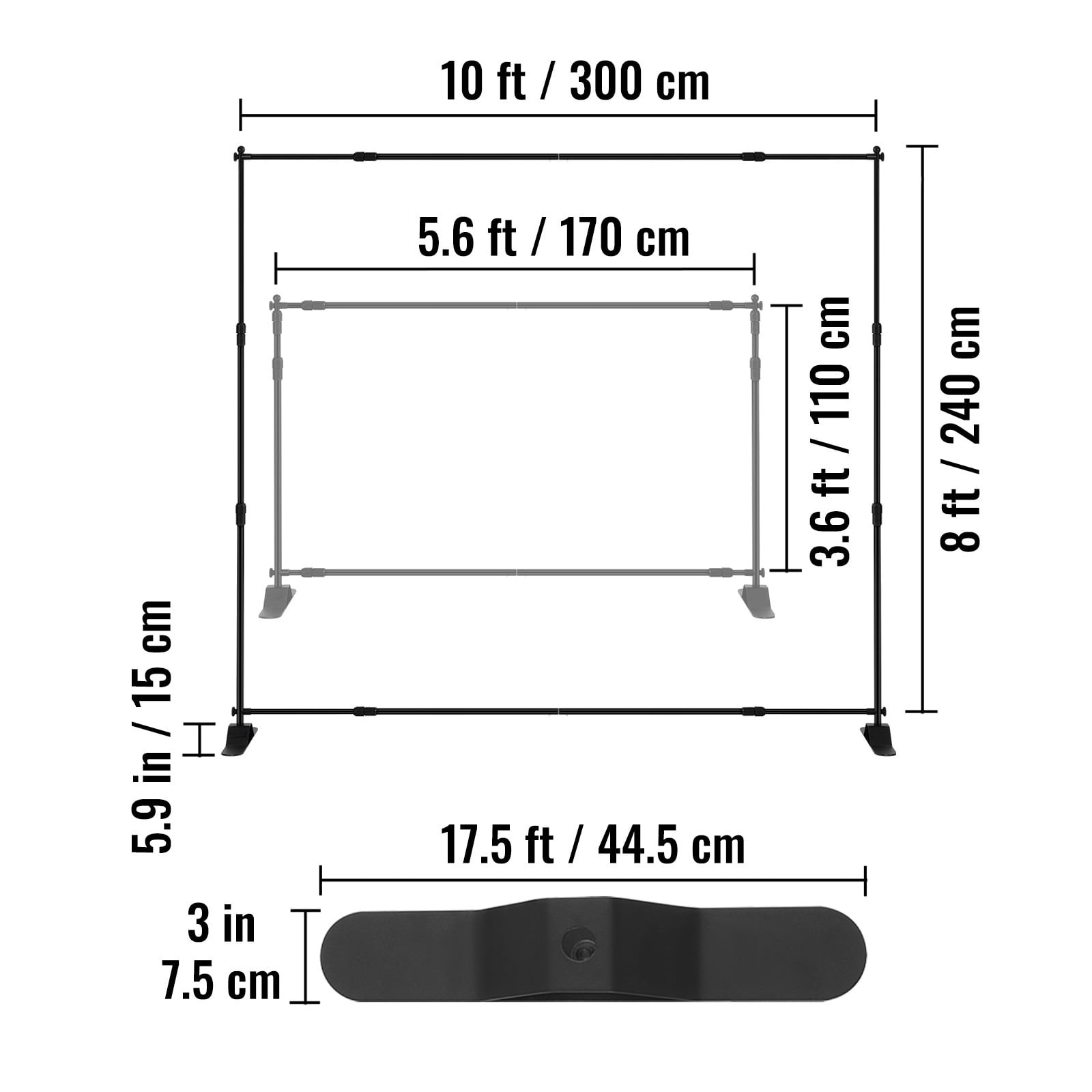10 x 8 Ft Display Banner Stand, Customizable Size for Trade Fair Wall