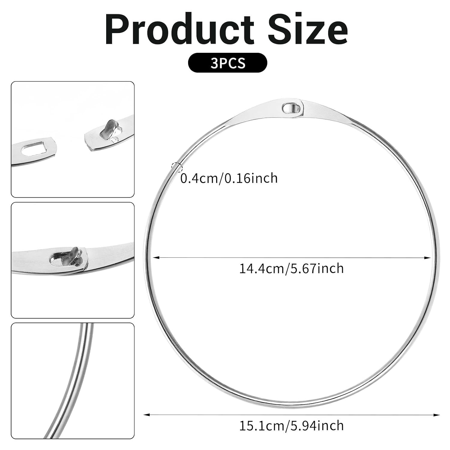 Extra Large Metal Loose Leaf Binder Rings 6 Inch Steel Iron Wrench 3 Pack
