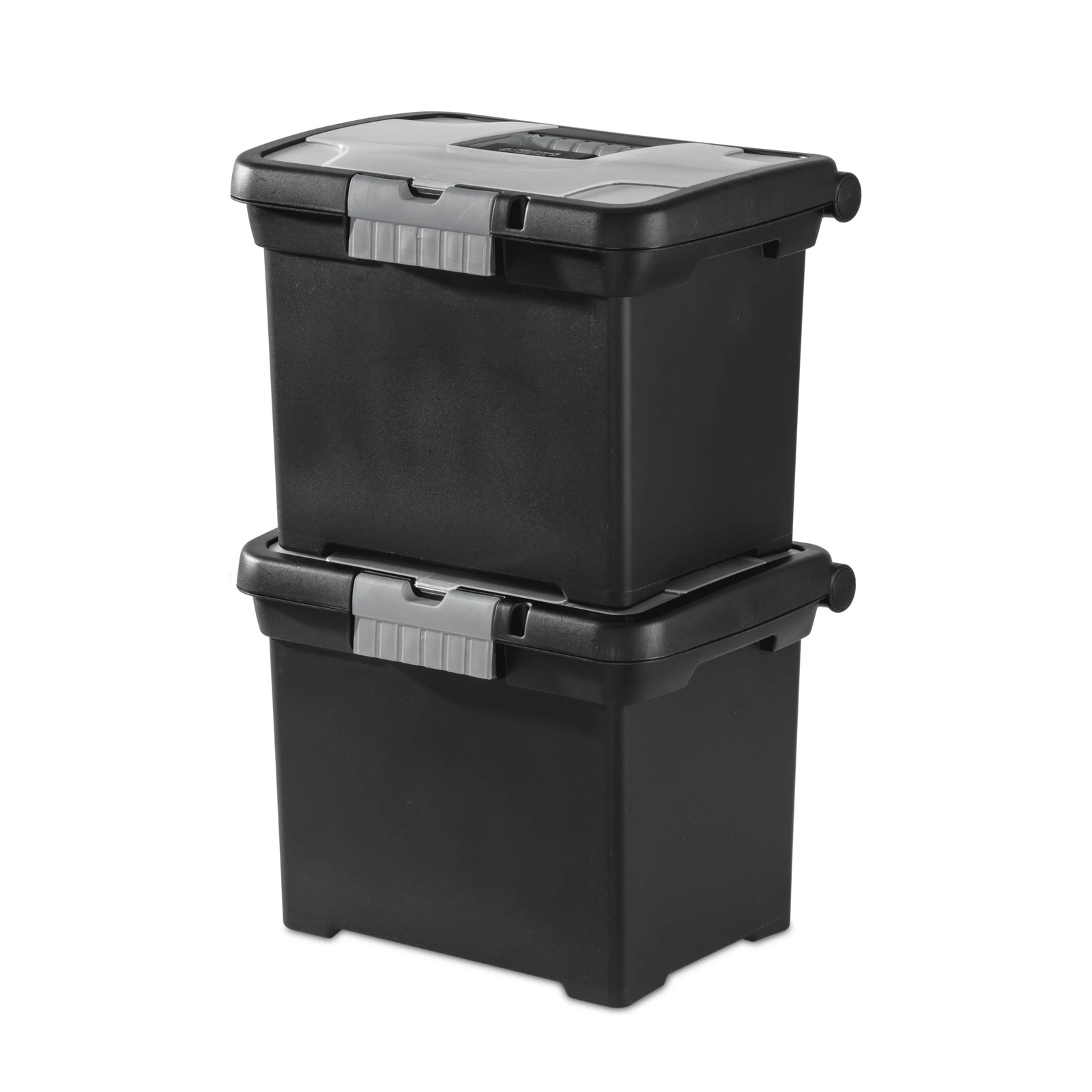Portable File Box, Letter-Size Plastic File Storage Box with Handle and Divided
