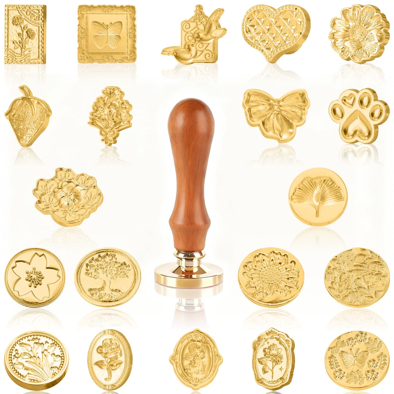 Vintage Wax Seal Stamp Sealing Stamps with Wooden Handle for Wedding Invitations