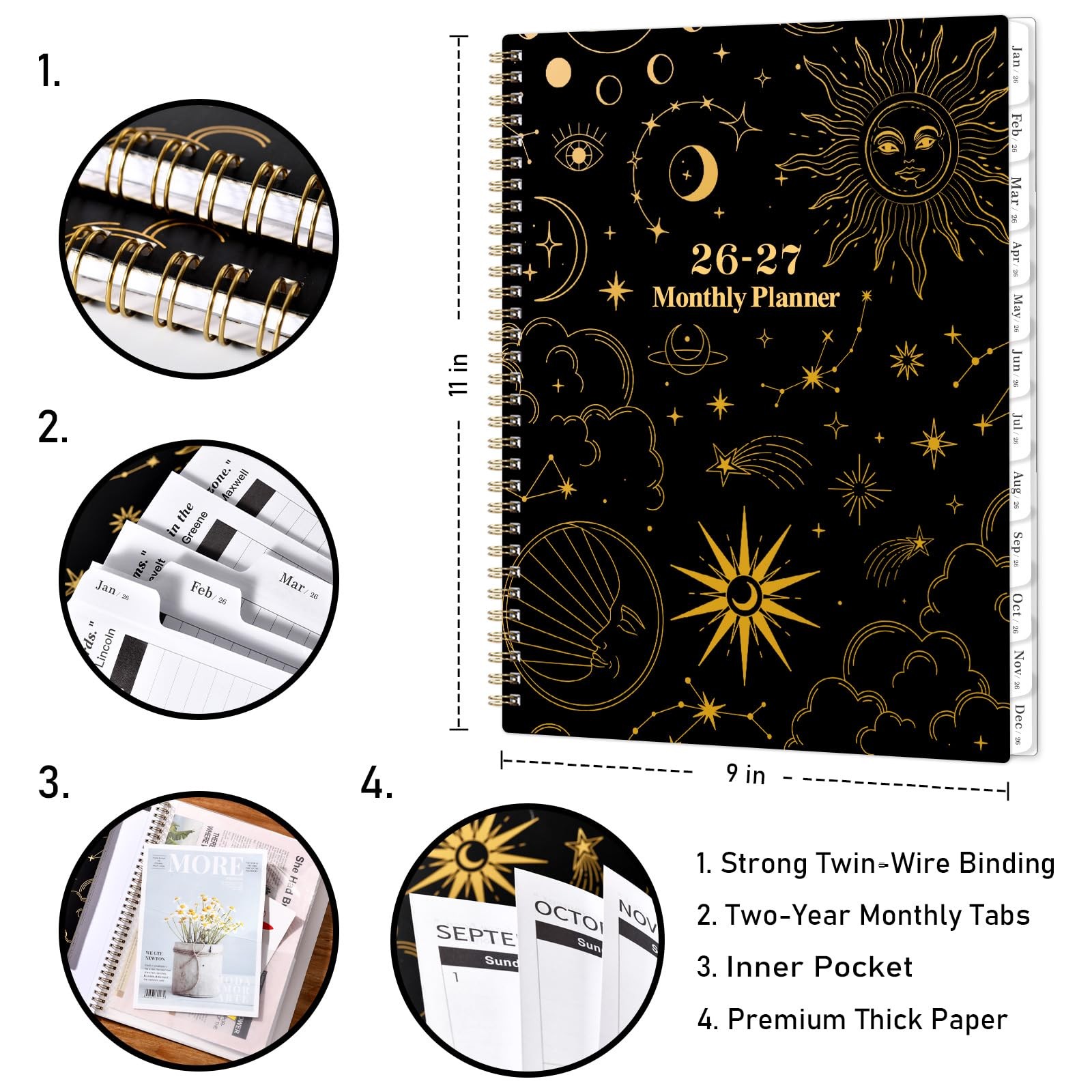 2026-2027 Monthly Planner 2 Years Monthly Calendar, Twin-Wire Spiral Bound