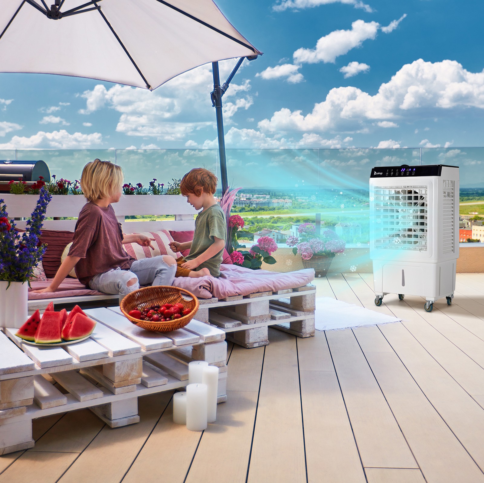 Portable Air Conditioner Fan Evaporative Cooler 2400CFM Swamp Cooler Remote 30L