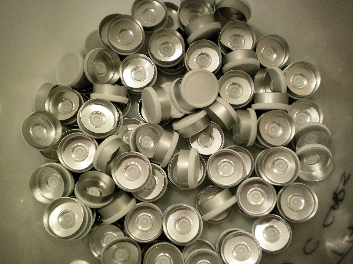 Large 1000 Pc. Lot 20mm Flip Top Cap Aluminum Crimp Seal for Serum Vials White