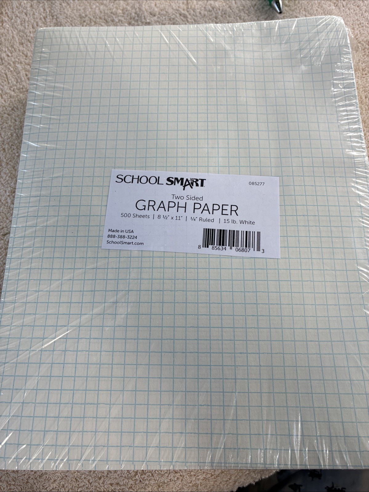 500 Pack 8-1/2 x 11 Graph Paper, 1/4 Rule, Two Sides, White, Bulk, Loose Leaf
