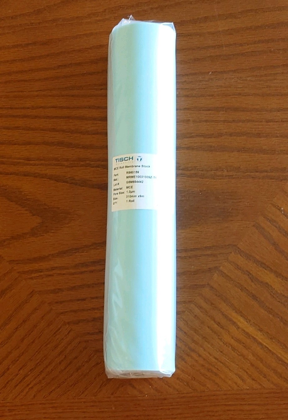 Hydrophilic MCE Membrane Filter Roll Stock, 1.0 µm, PET-Supported, 310 mm × 9 m