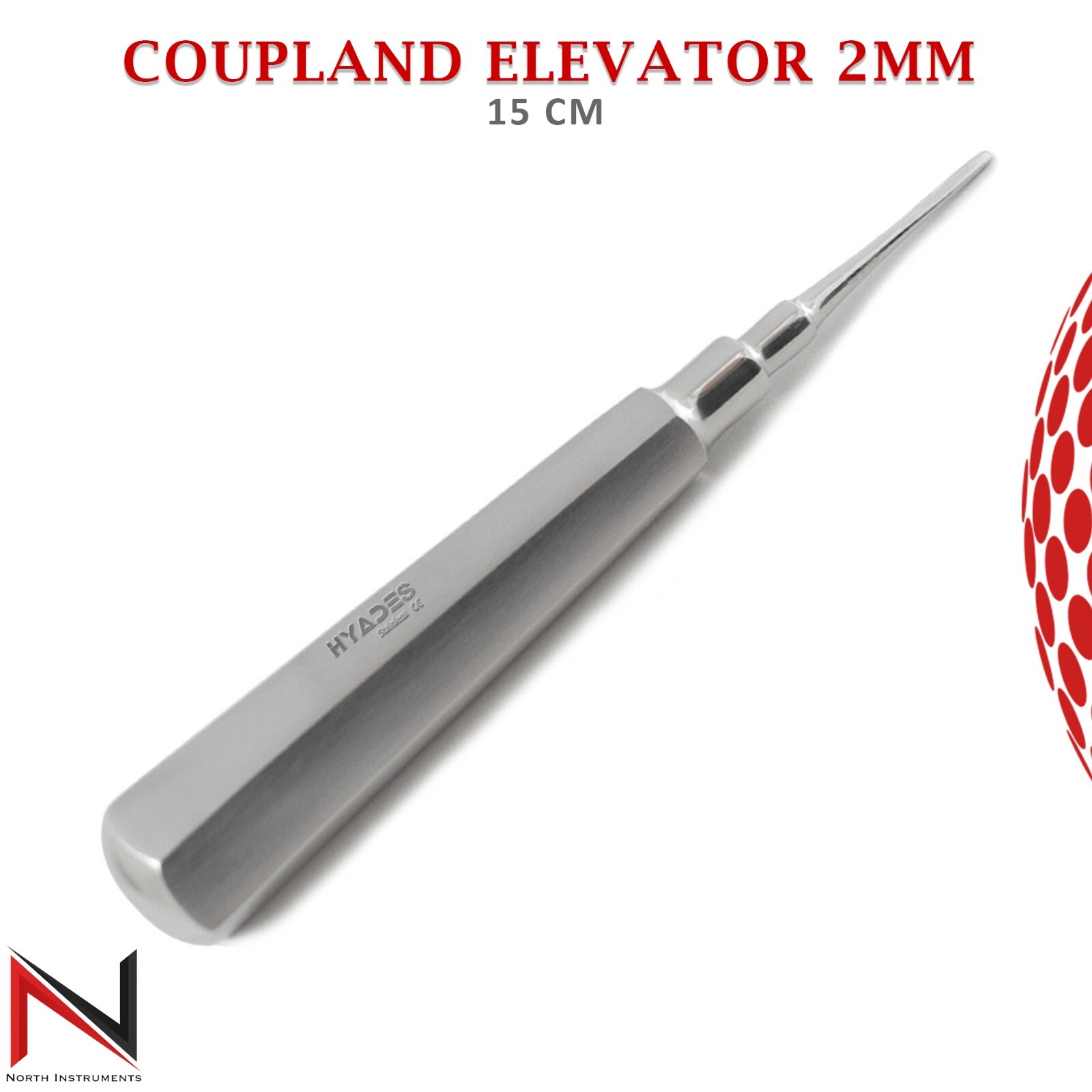 Dental Surgical Coupland Elevator Surgical Root Instruments Curved Tip 2mm