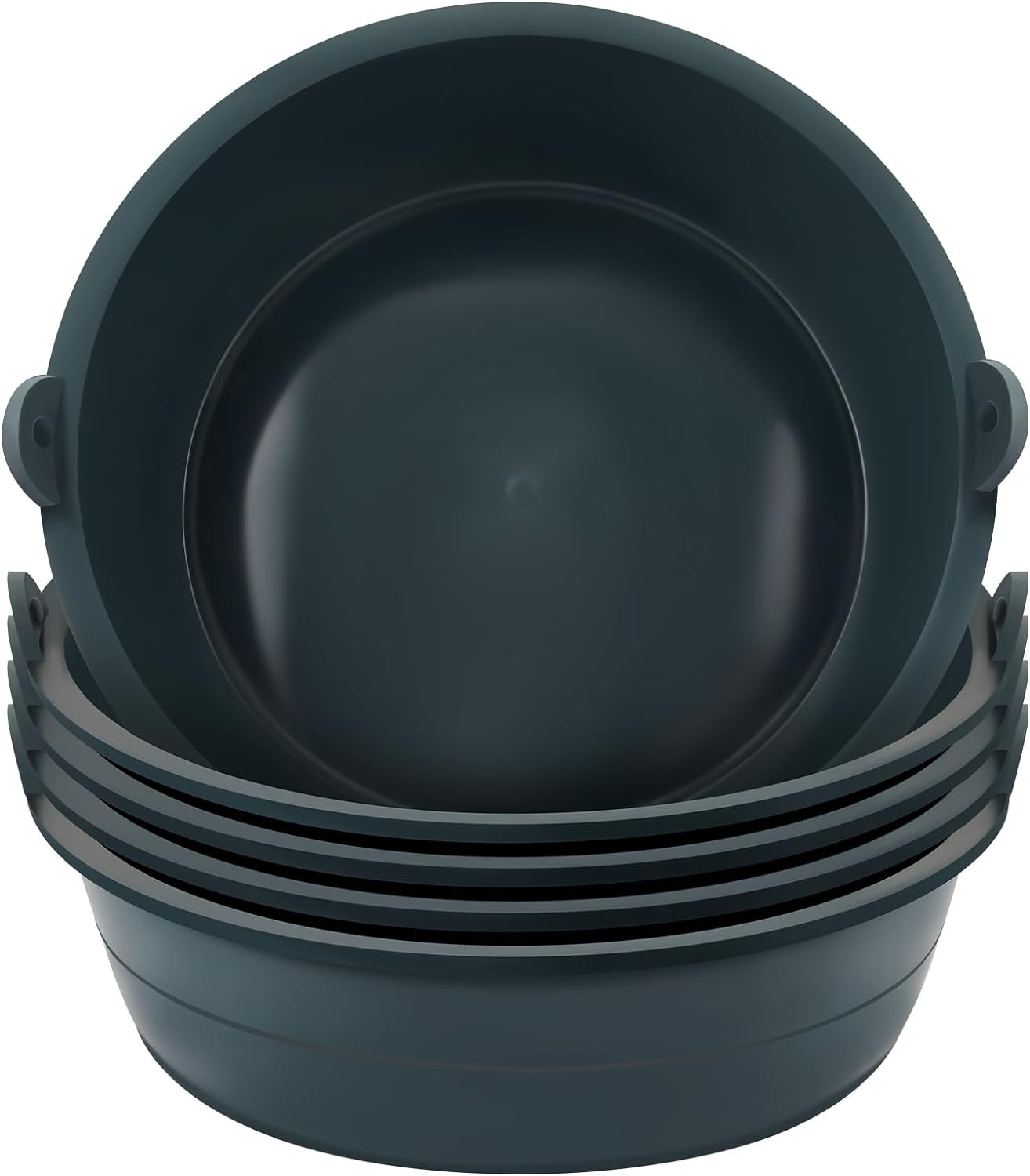 5 Pcs Feeder Pan, 3 Quart Ox Tendon Feed Pan Utility Horse Feed Bucket Rubber Do