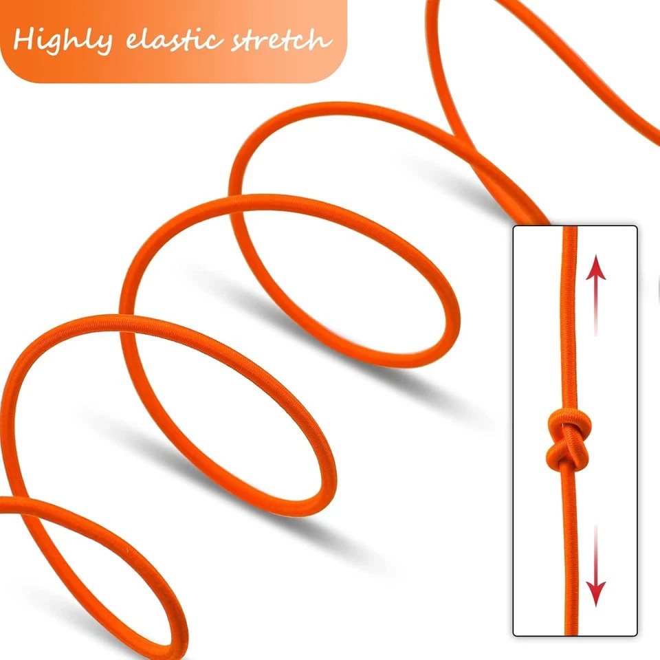 1/8″ Bungee Shock Cords with Hooks,65 Feet Elastic Nylon Cords Kayak Stretch Str