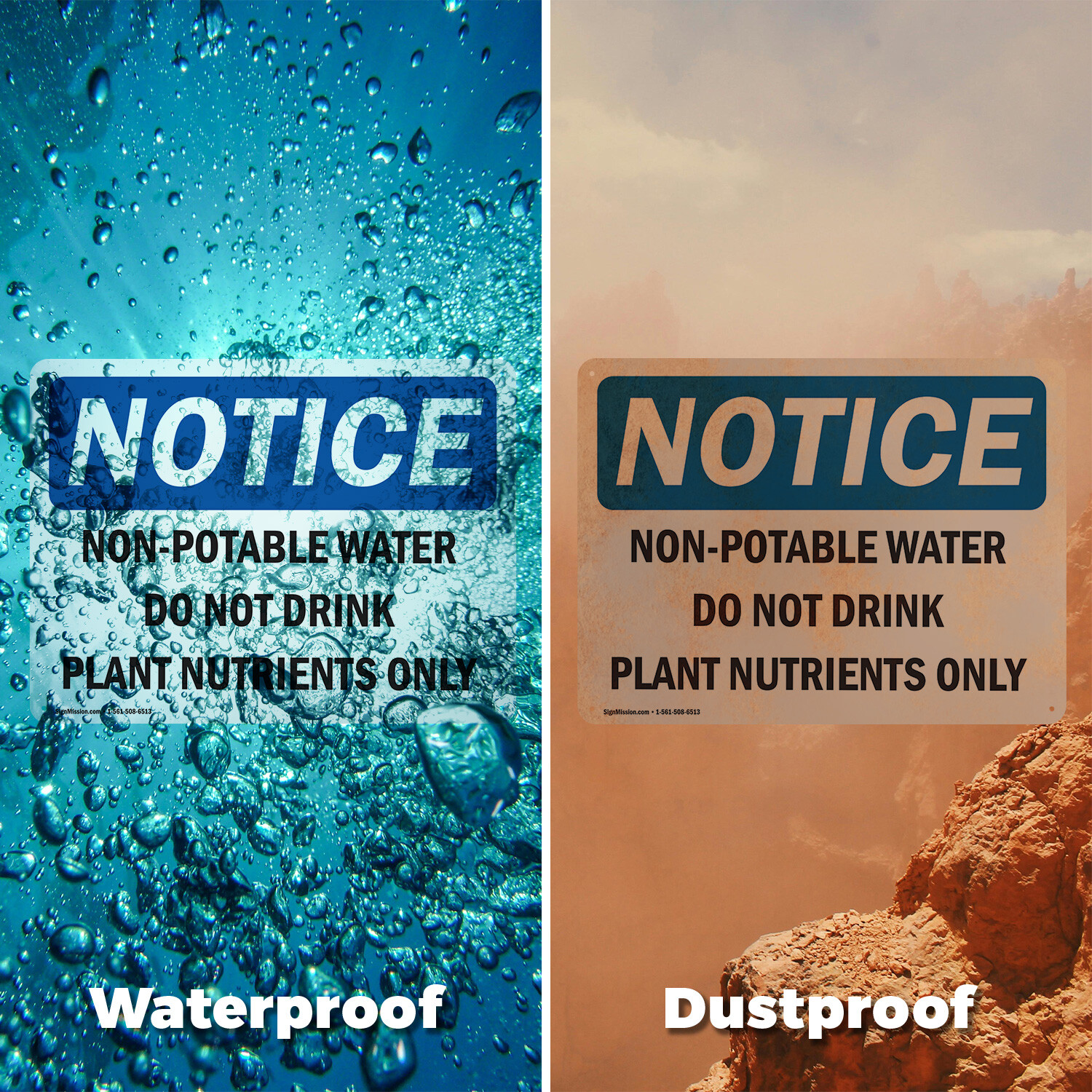 (2 Pack) Non-Potable Water Do Not Drink Plant Nutrients OSHA Notice Sign Decal