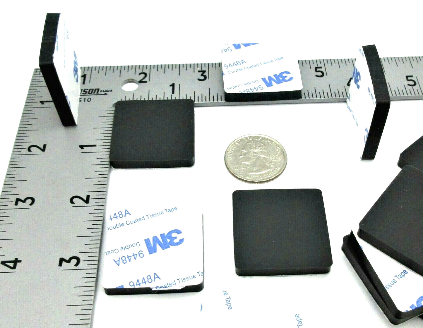 1″ Square x 3/16″ Peel & Stick Silicone Rubber Feet for Lab & Medical Equipment