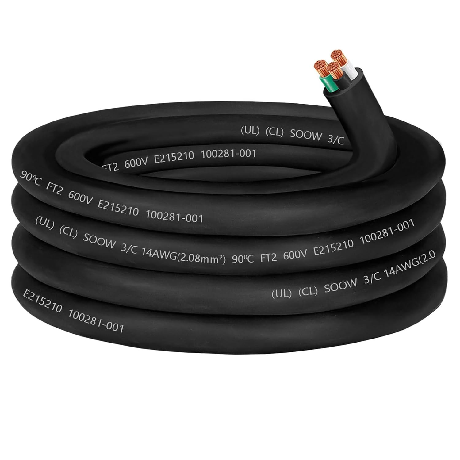 25Ft 10/3 10 Gauge SOOW Wire 10 AWG 600V SOOW Bulk Cable Electrical 3 Conductor