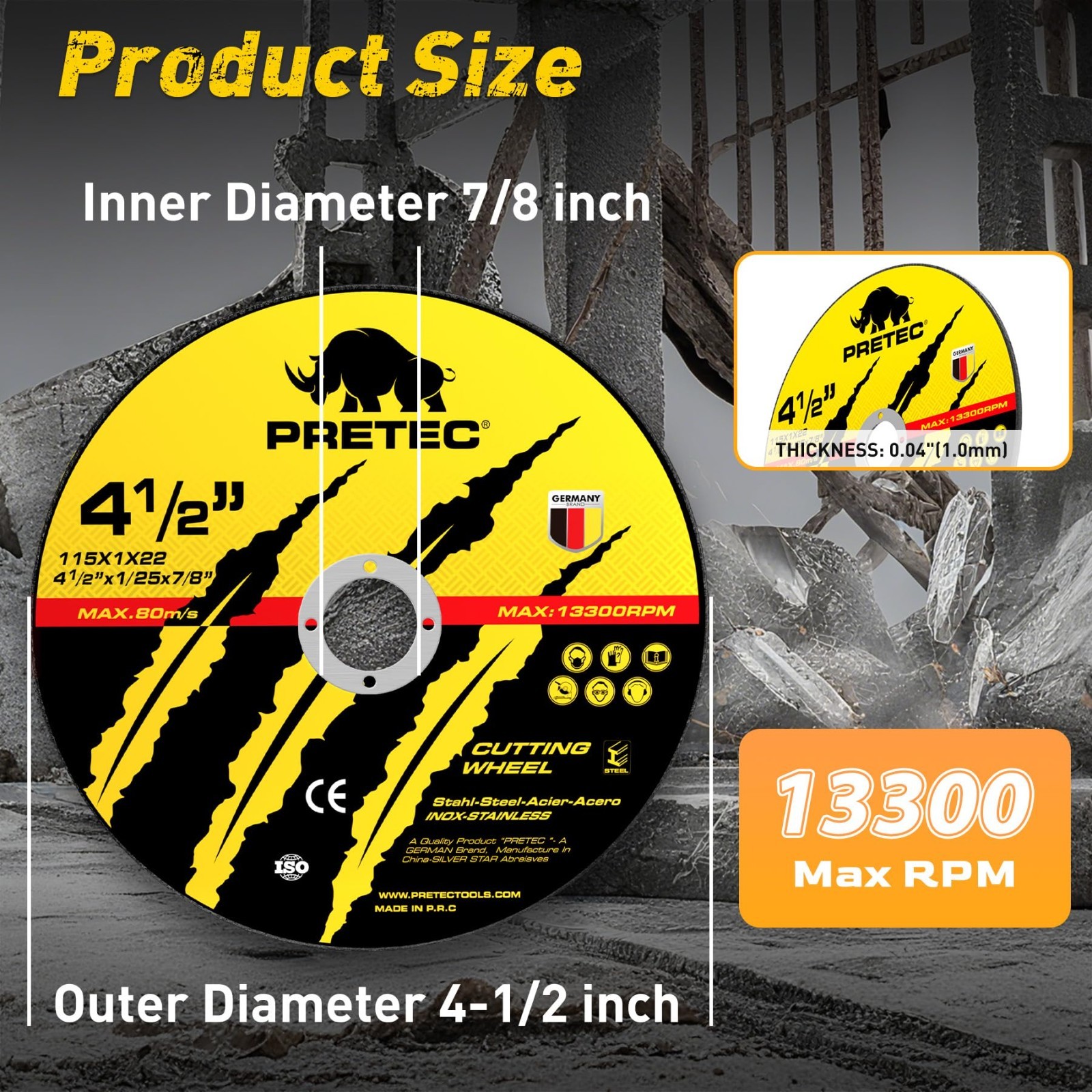 55 Pack 4-1/2 Inch Cut-Off Wheels Metal Stainless Steel Discs for Angle Grinder