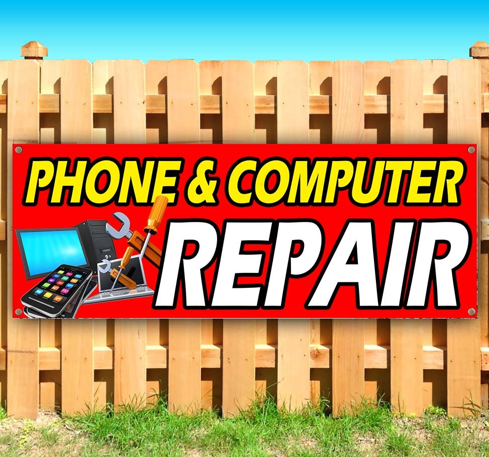 PHONE & COMPUTER REPAIR Advertising Vinyl Banner Flag Sign Many Sizes Available