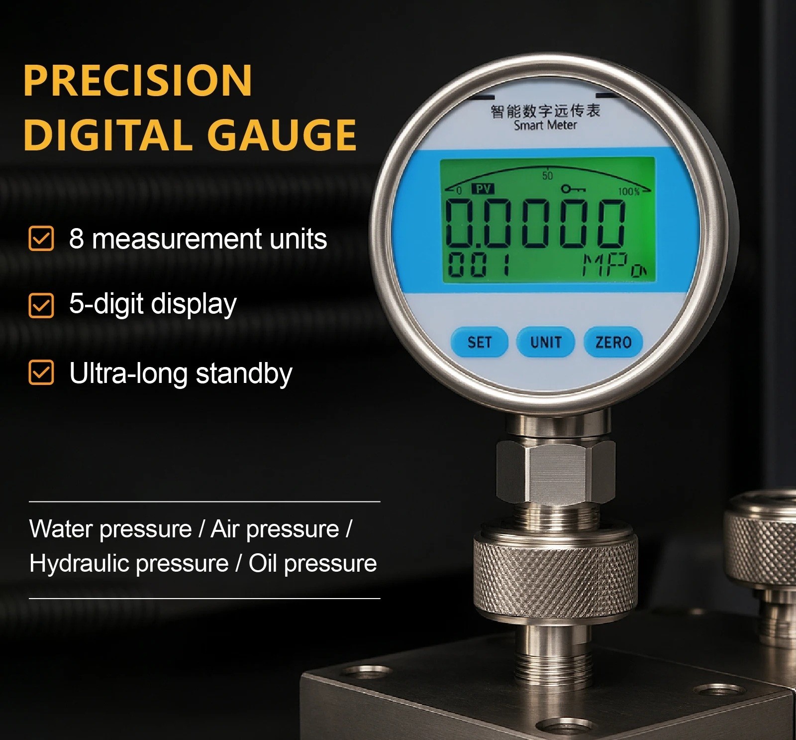 Smart Digital Pressure Transmitter 4-20mA RS485 Gauge Sensor G1/2 Stainles Steel