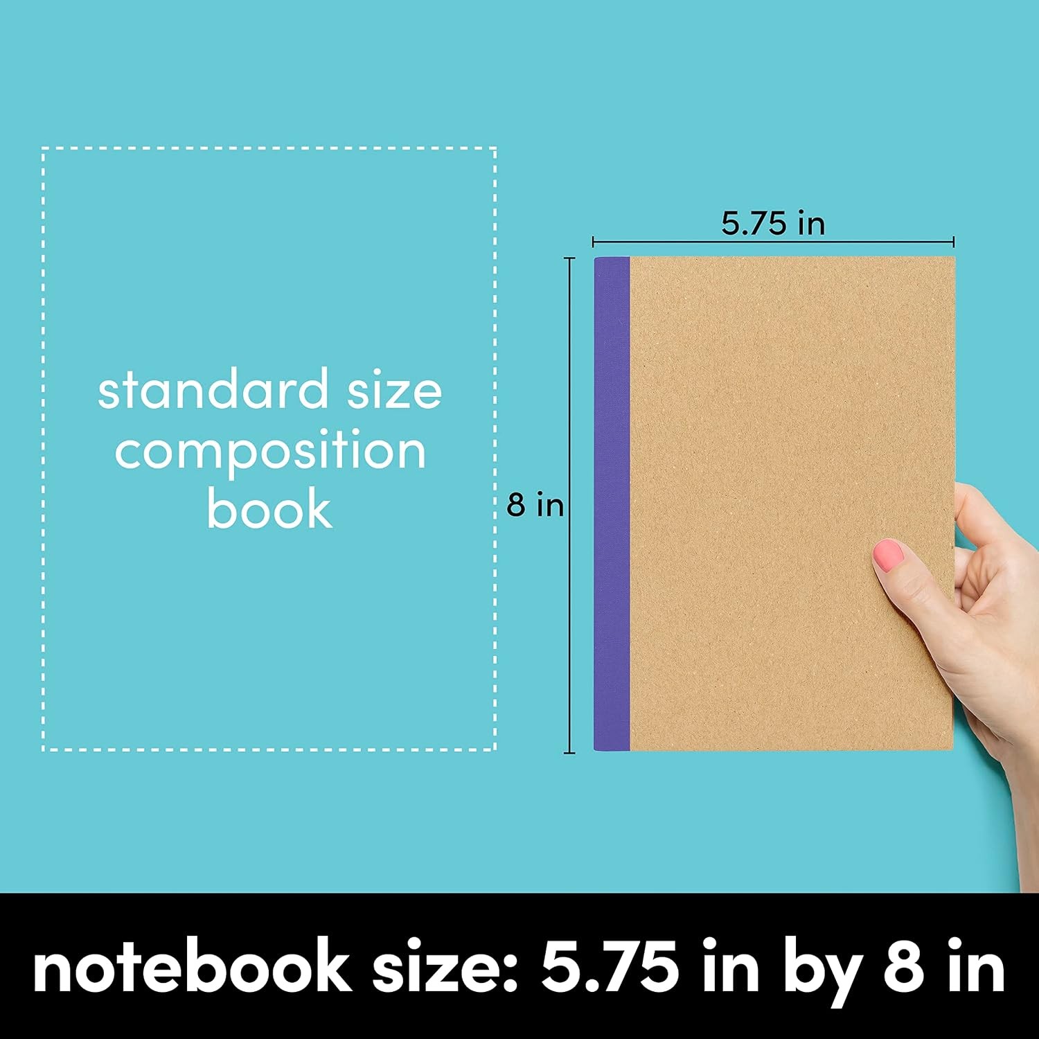48-Pack Composition Notebook Journals, 120 Pages, Kraft Cover with Rainbow