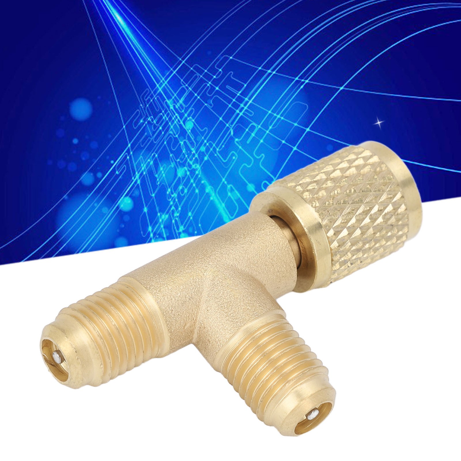 Quick Coupler Tee Adapter With Valve Core Brass 1/4in SAE Sturdy Structure