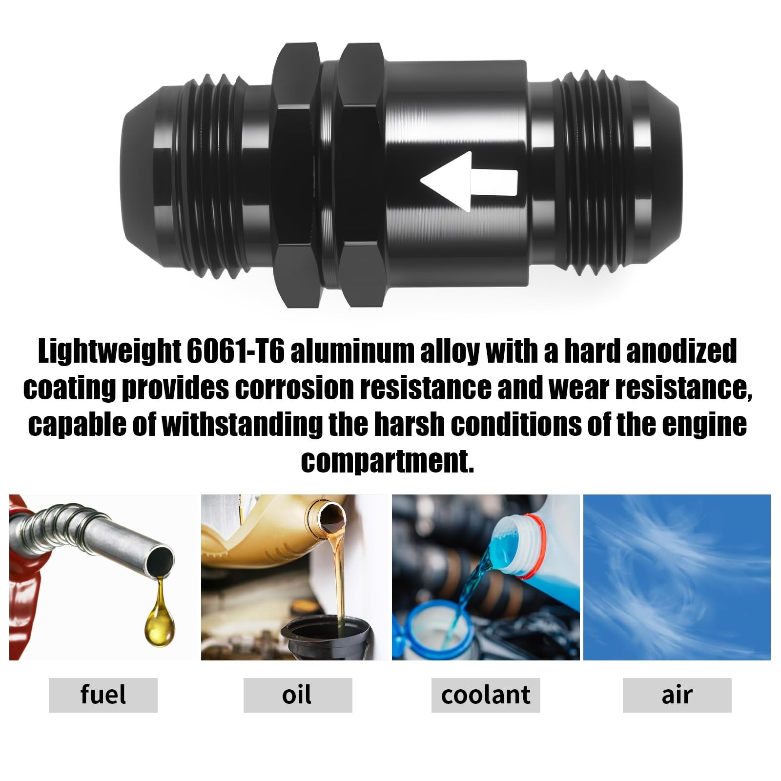 AN10 One Way Non Return Check Valve 10AN Male Flare Inline Fitting Blk 2 PCS
