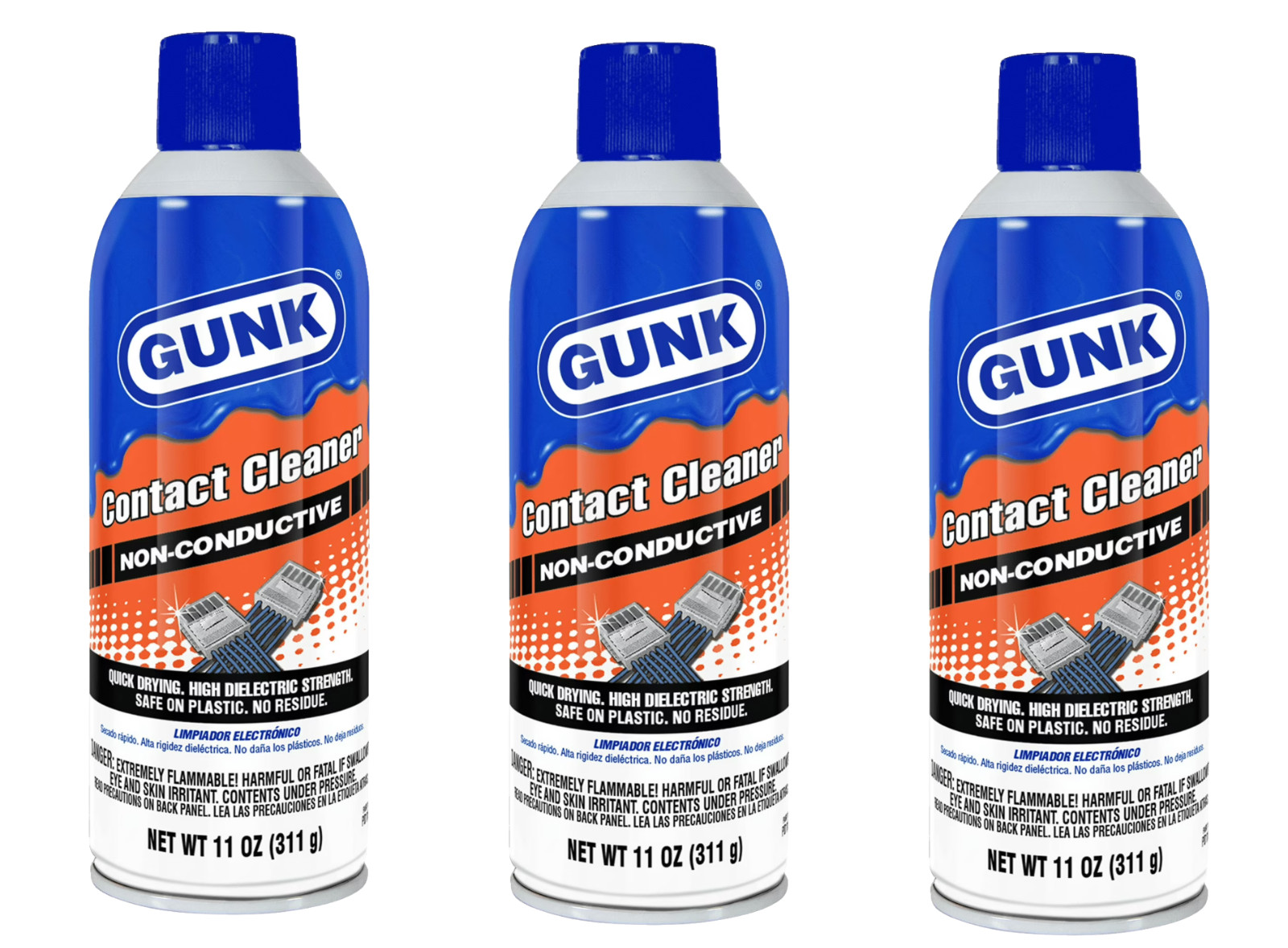 11 oz Gunk Non-Conductive Contact Cleaner Liquid 3 Pack Free Shipping