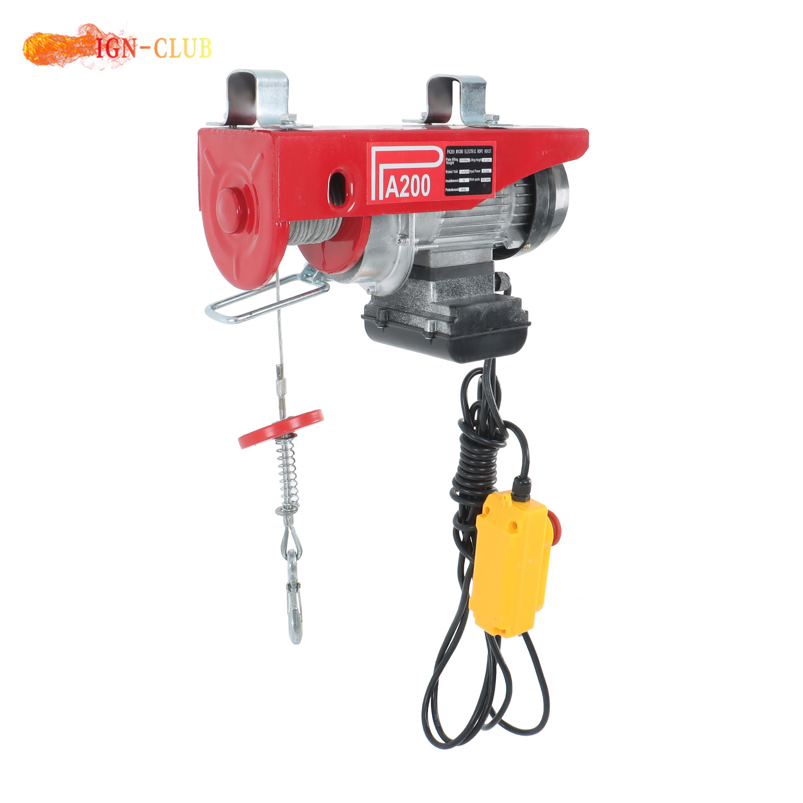 Industrial 110V Electric Winch 440LB Lifting Capacity 14FT Remote Garage Hoist