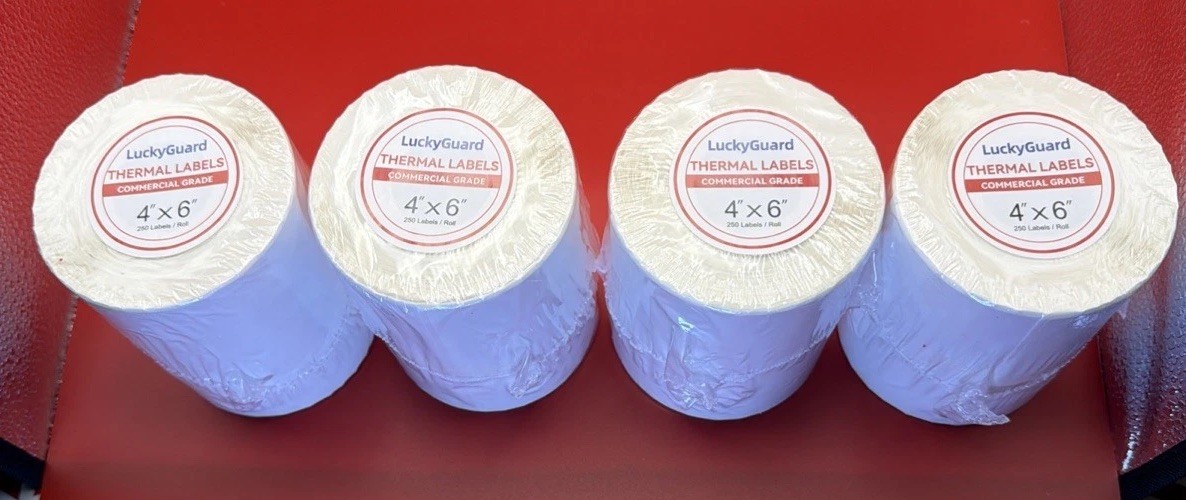 4 Rolls 4×6 LuckyGuard Direct Thermal Shipping Labels 250 per roll – 1000 labels