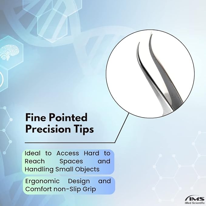High Precision Stainless Steel Lab Tweezer/Forceps with Curved Tip 4.5″