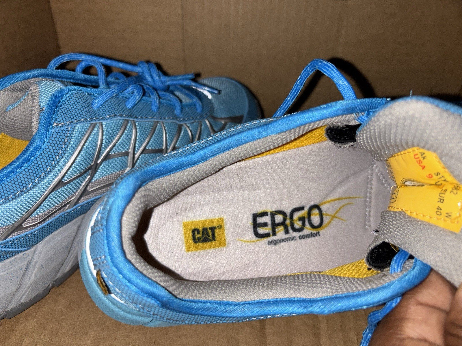 Womens CAT Caterpillar Blue/Gray Steel Toe Ergo SRX Protective Work Shoes SZ 9