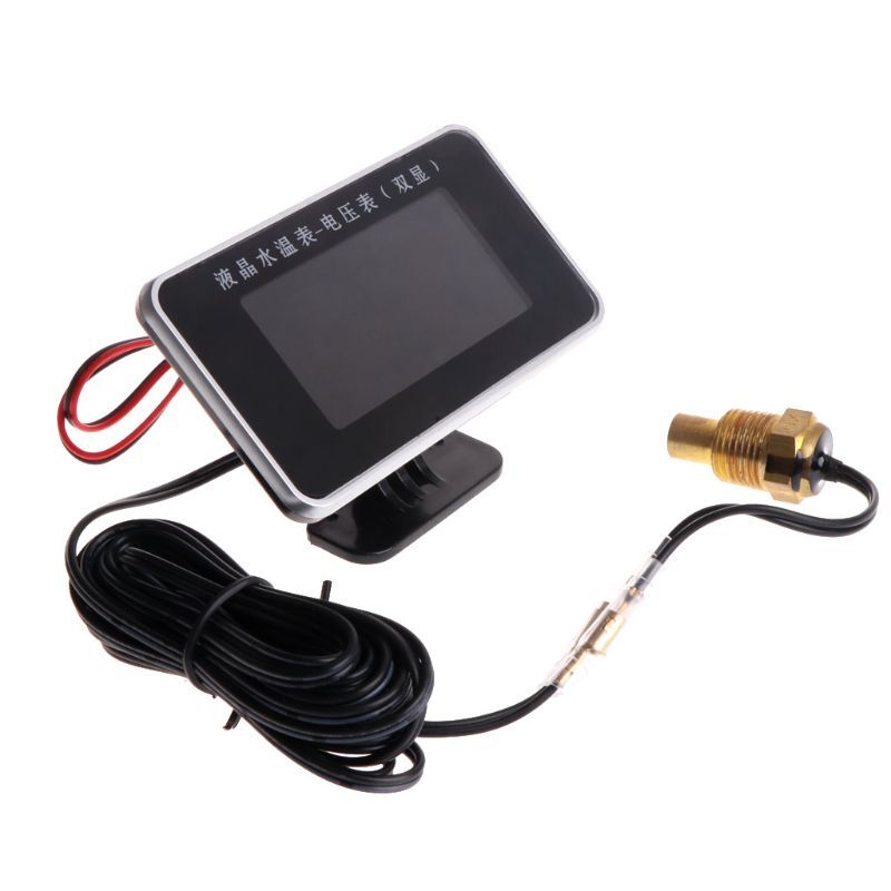 Vehicle Car Water Temperature Gauge Thermometer Voltmeter 2in1