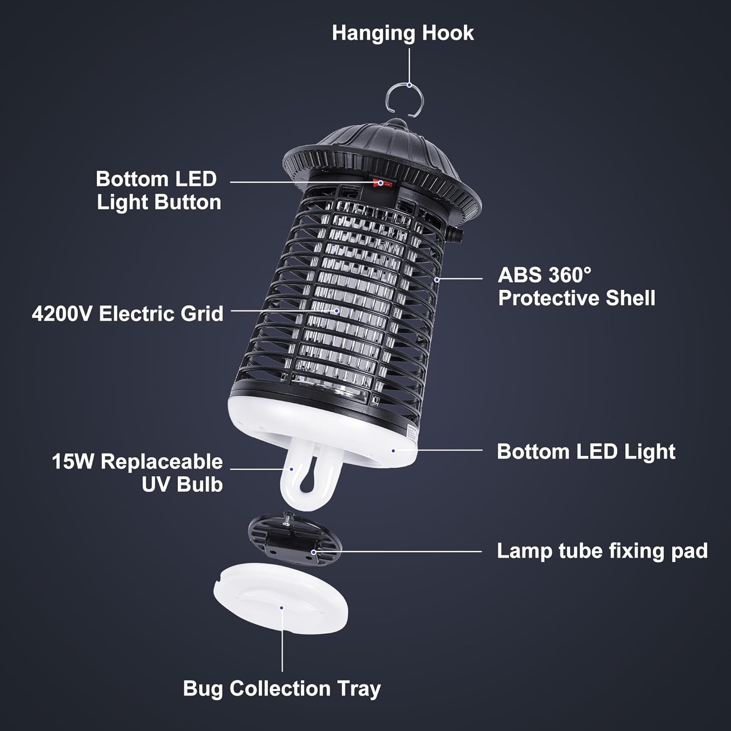 Mosquito Fly Bug Insect Zapper Killer Indoor Outdoor Electronic Light Trap Lamp