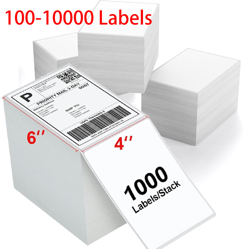 1000/Stack 4″x6″ Fanfold Direct Thermal Shipping Labels Zebra & Rollo Printers
