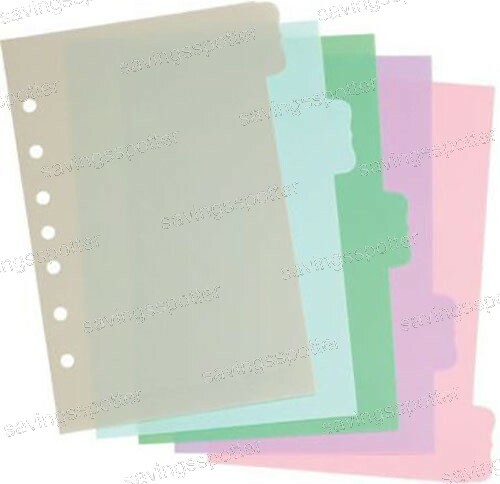 Martha Stewart Small Plastic Dividers 5-1/2 x 8-1/2 Mini Assorted Flourish Tabs