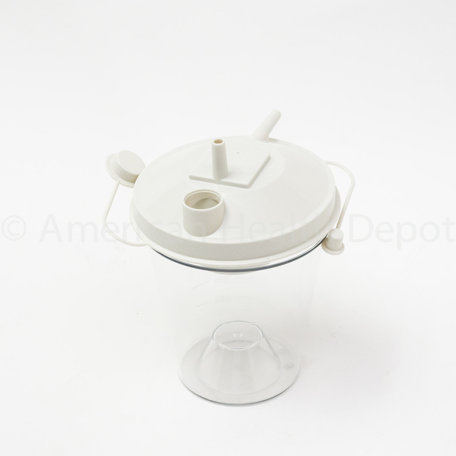 Suction Canister 800mL Turret Lid Float Valve Rigid Plastic Graduated Disposable