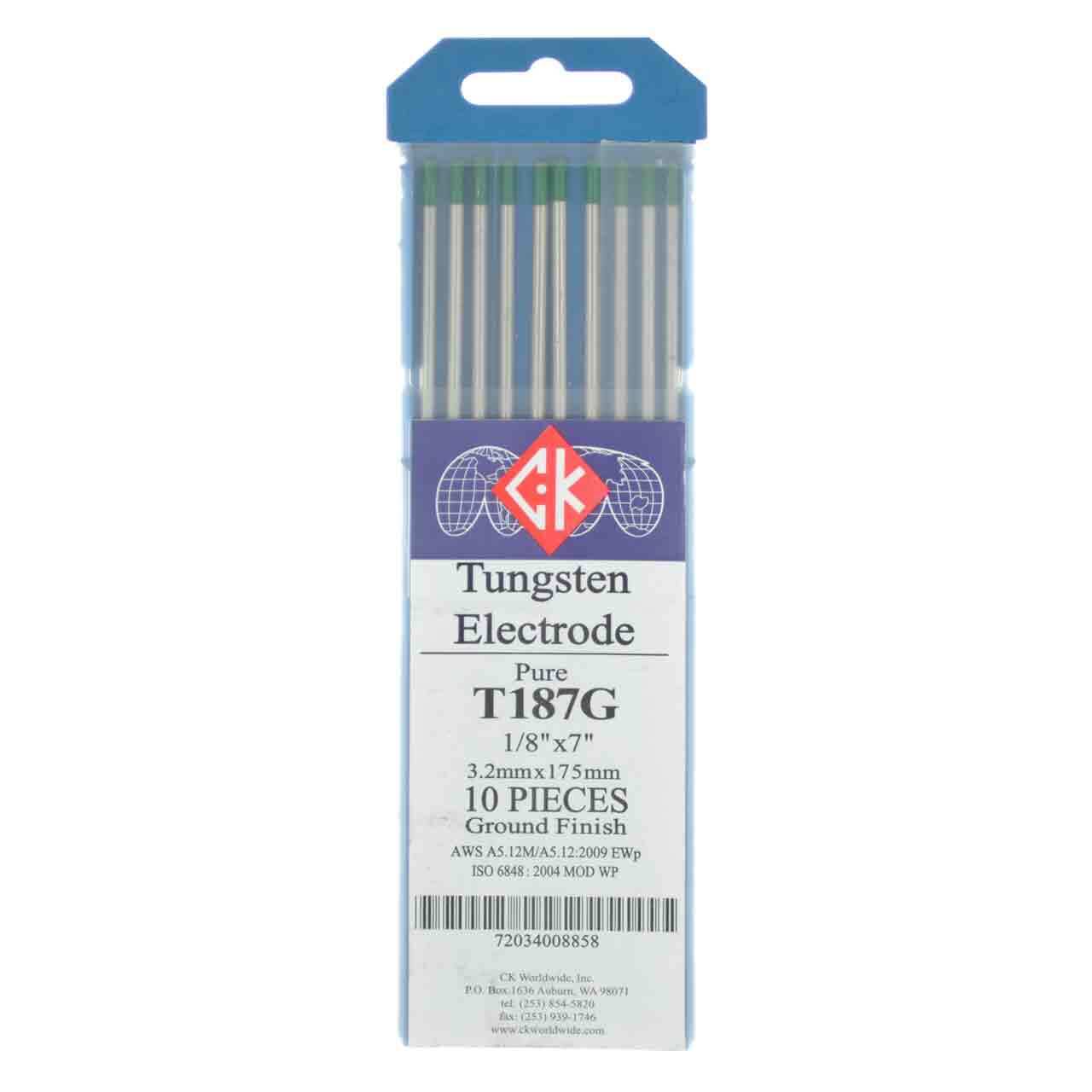 CK T187G Pure Tungsten Electrode 1/8″ X 7″ 10 pack