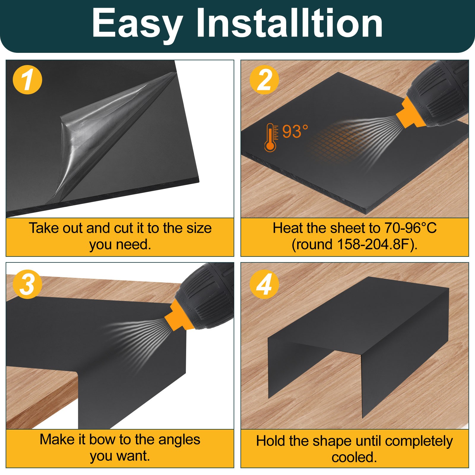 2 Pack ABS Plastic Sheet, 0.12″ Thick 6″x6″ Flexible Hard Plastic Sheet, Black