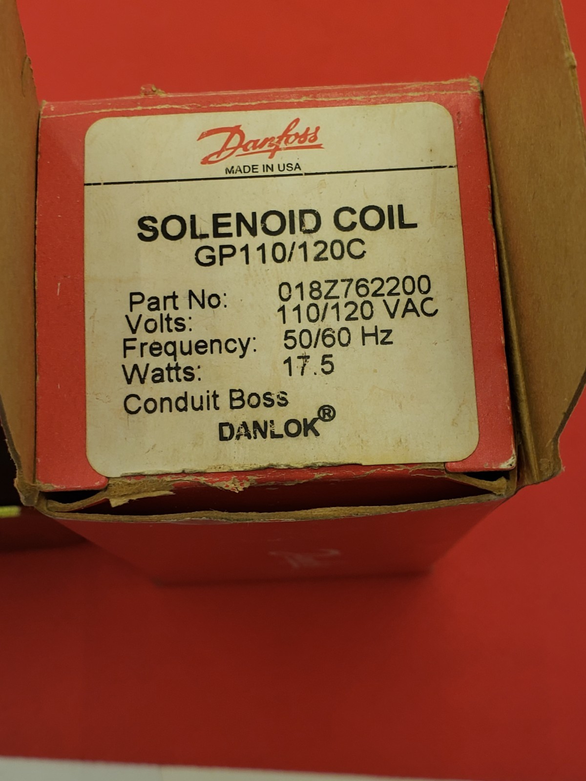 DANNFOSS 018Z762200 GP110/120 110/120 VAC 50/60HZ 17.5W SOLENOID COIL NIB