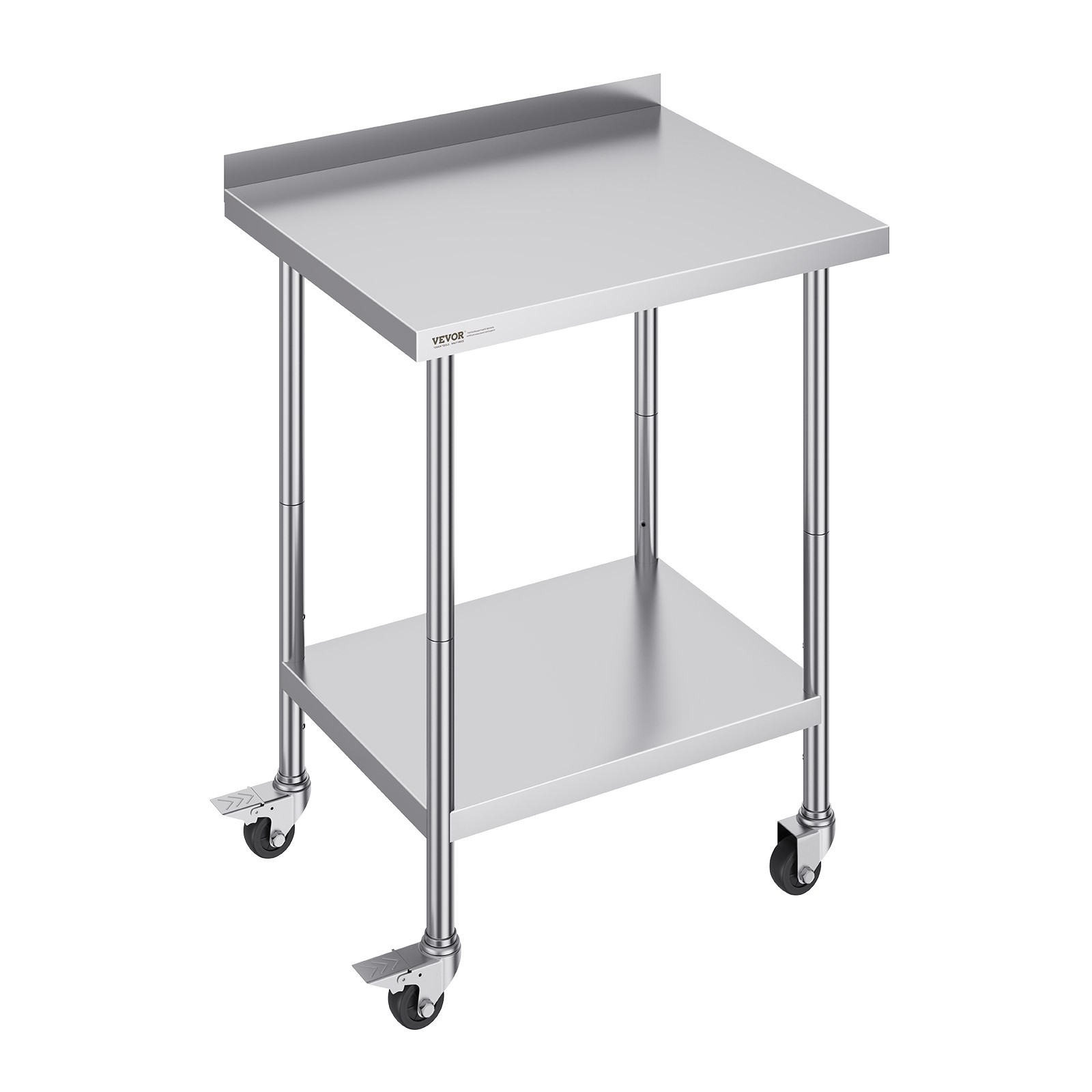 VEVOR Stainless Steel Work Table Commercial Food Prep Table 24″x30″ with Casters