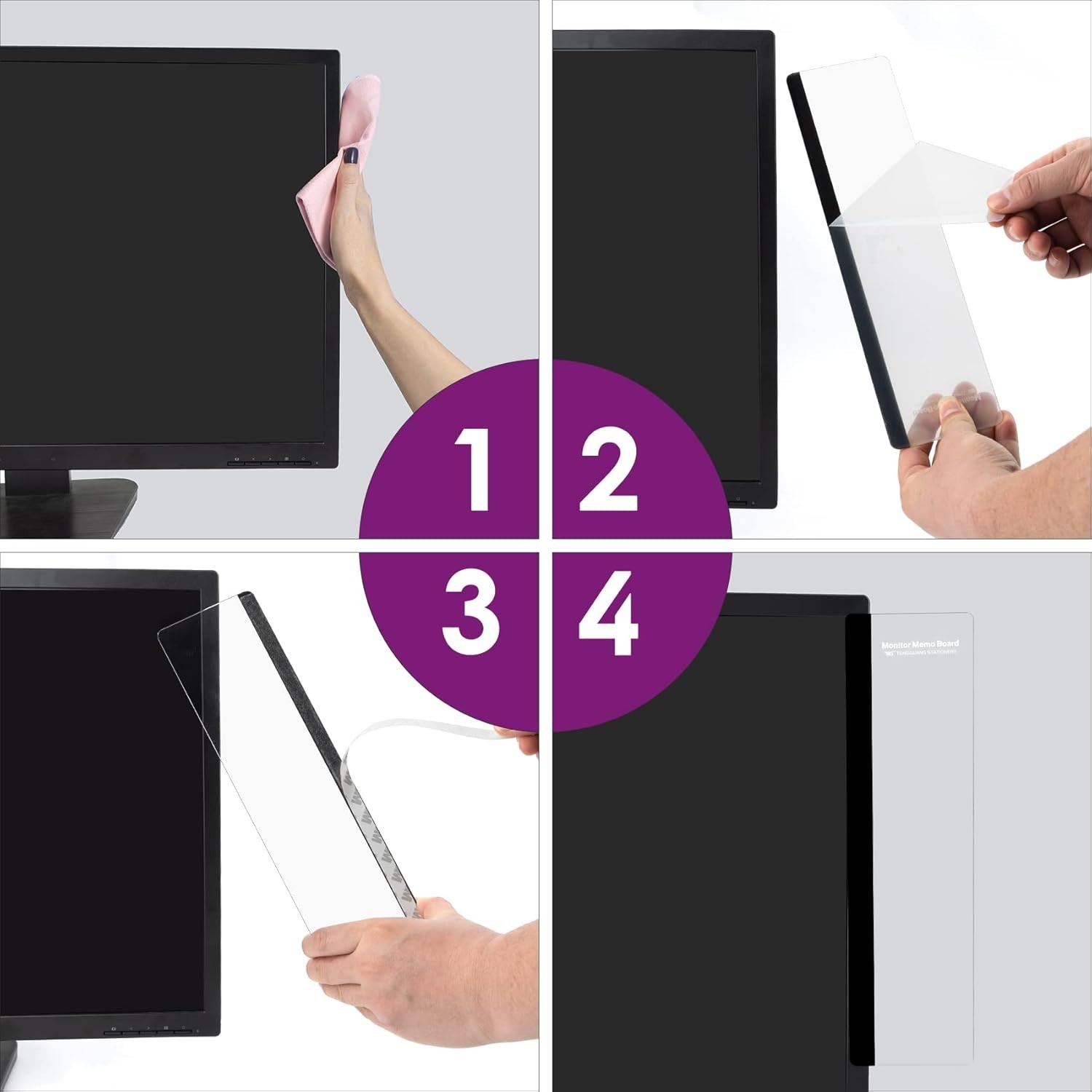 NEW MDOZQ 2pc Computer Monitor Memo Board Sticky Note Holder & Office Desk Decor