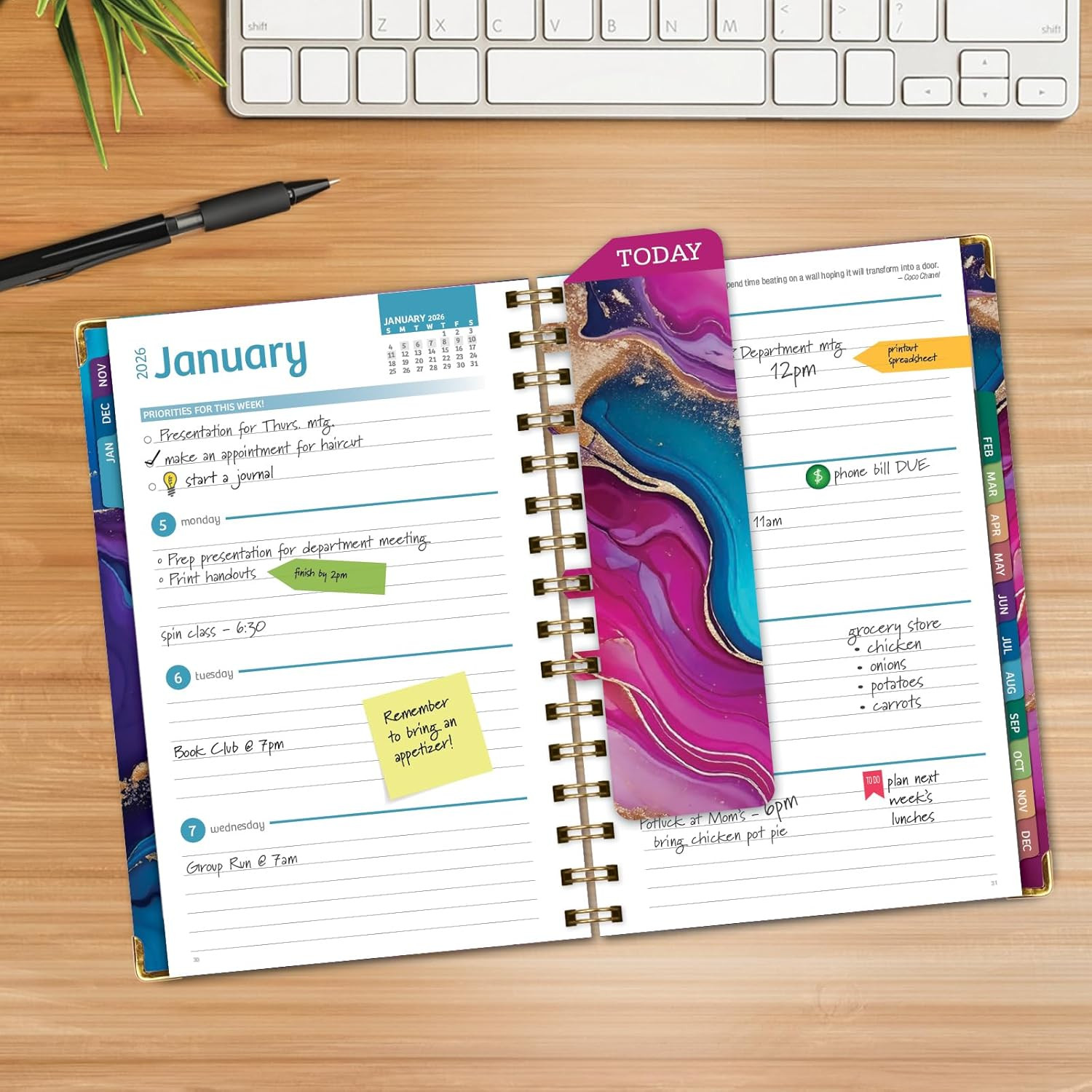HARDCOVER 2026 Planner, 5.5″x8″: 14 Months (November 2025 – December 2026), Dail