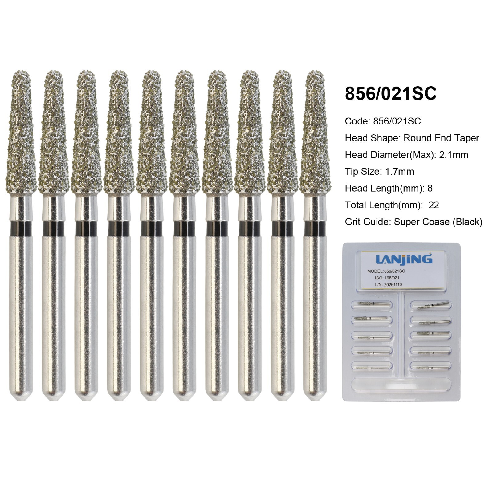 Dental Diamond Burs FG Round End Taper 856 850 Football 368/023 379 High Speed