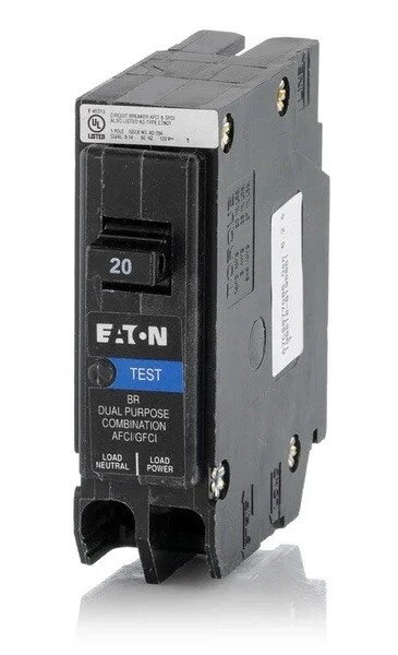 USED Eaton BRP120DF 120V 20A 1-Pole Circuit Breaker Dual Function GFCI AFCI