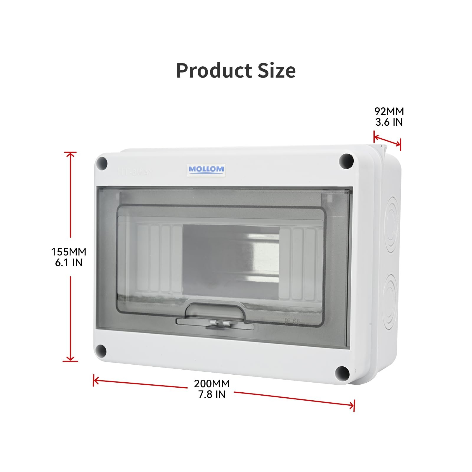 MOLLOM 8 Way Circuit Breaker MCB Distribution Protection Box with DIN Rail, IP65