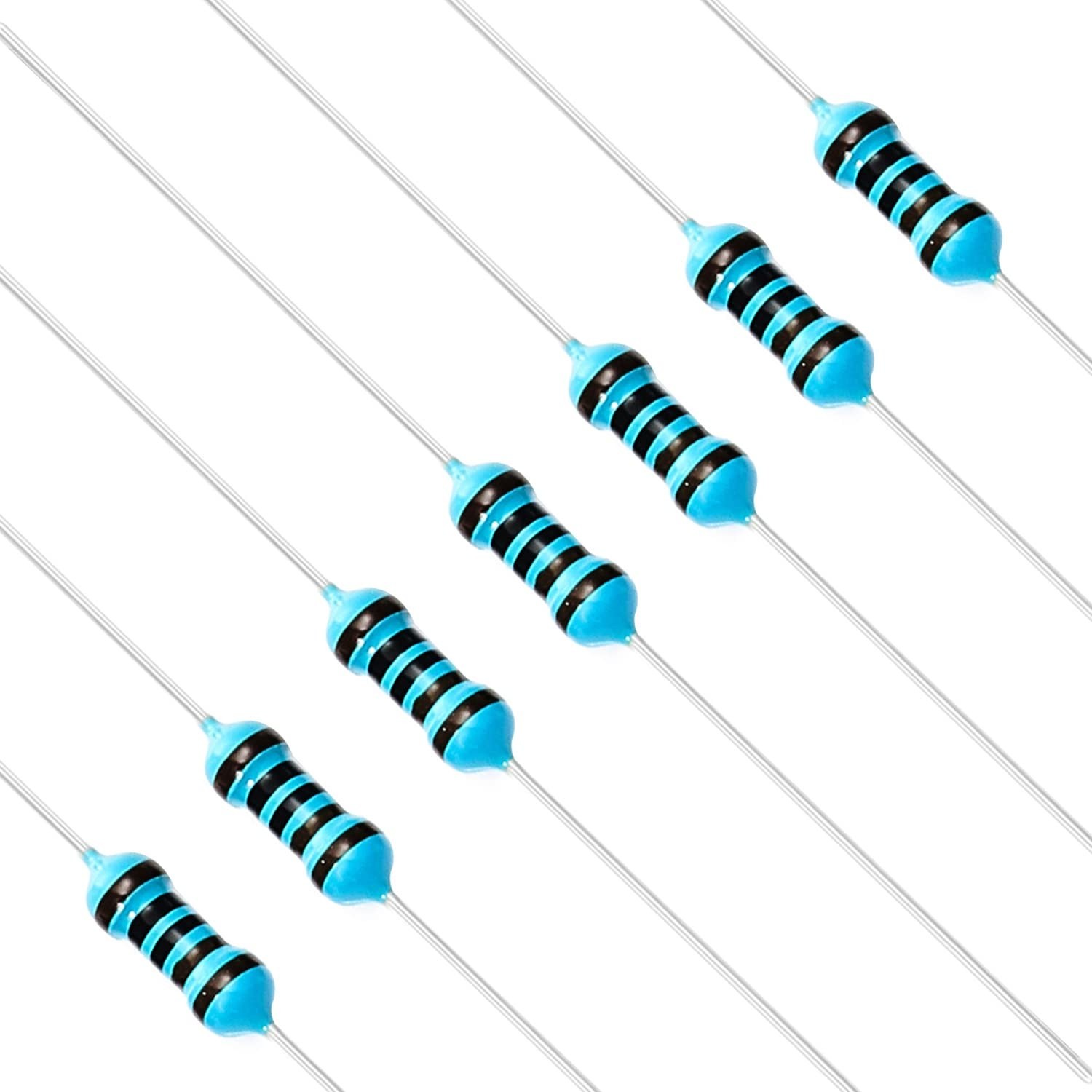 100pcs 1K 1000 Ω ohm Resistor 1/4W 0.25W Metal Film Fixed Resistor 0.01 ±1% T…