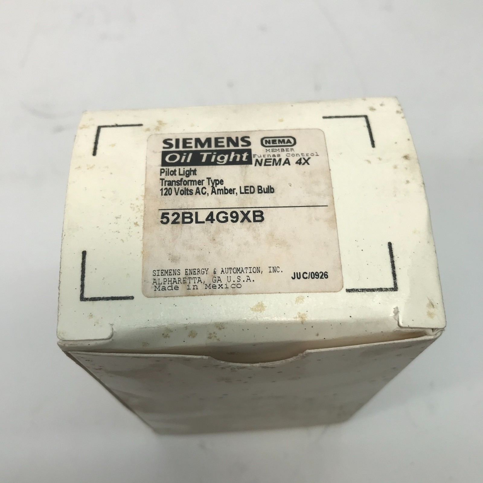 Siemens 52BL4G9XB Pilot Light Transformer Type 120 Volts AC, Amber, LED Bulb