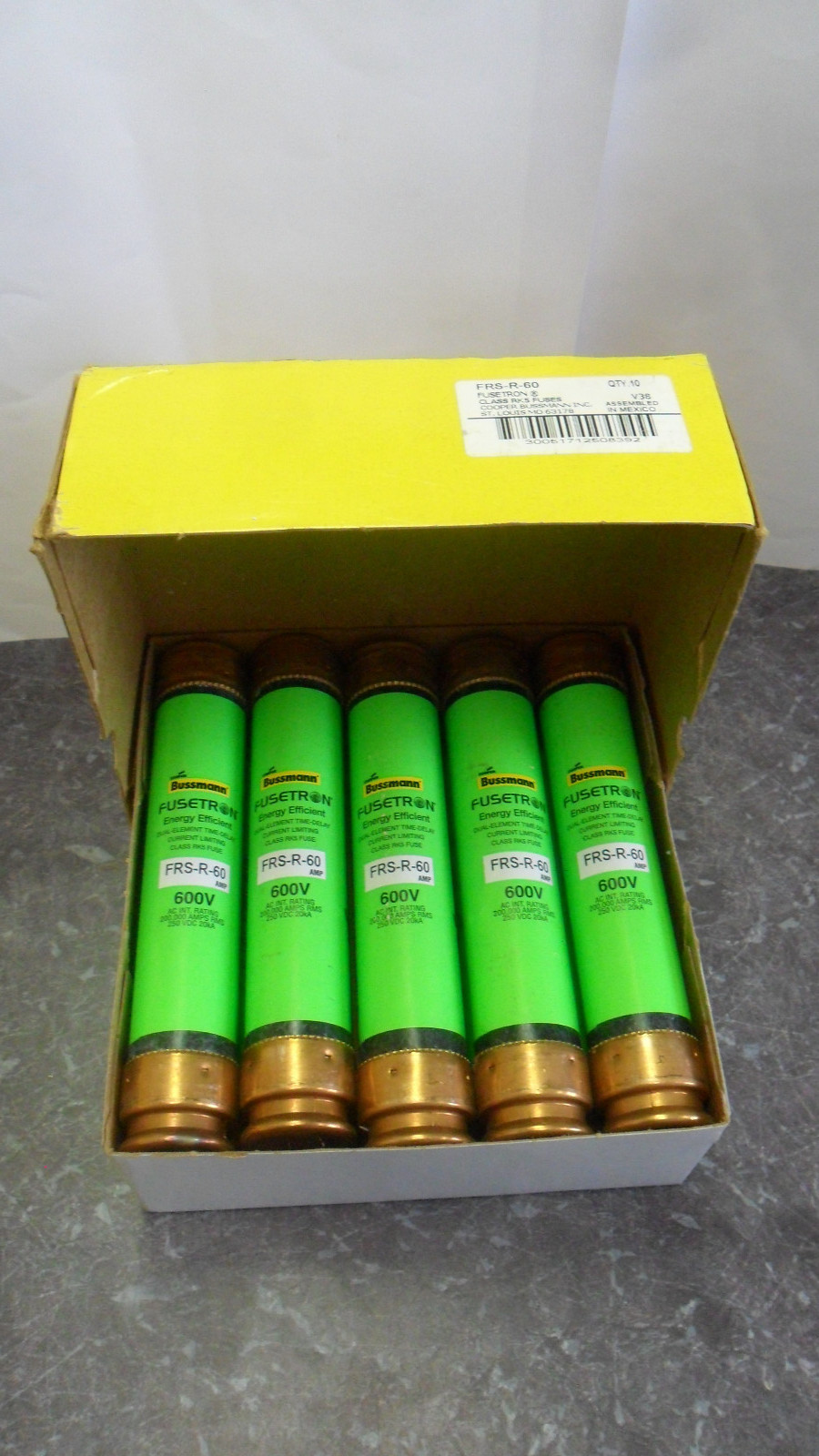 New Lot Bussmann FRS-R-60 Amp Fuses Class RK5 600 Volts Energy Efficient NIB