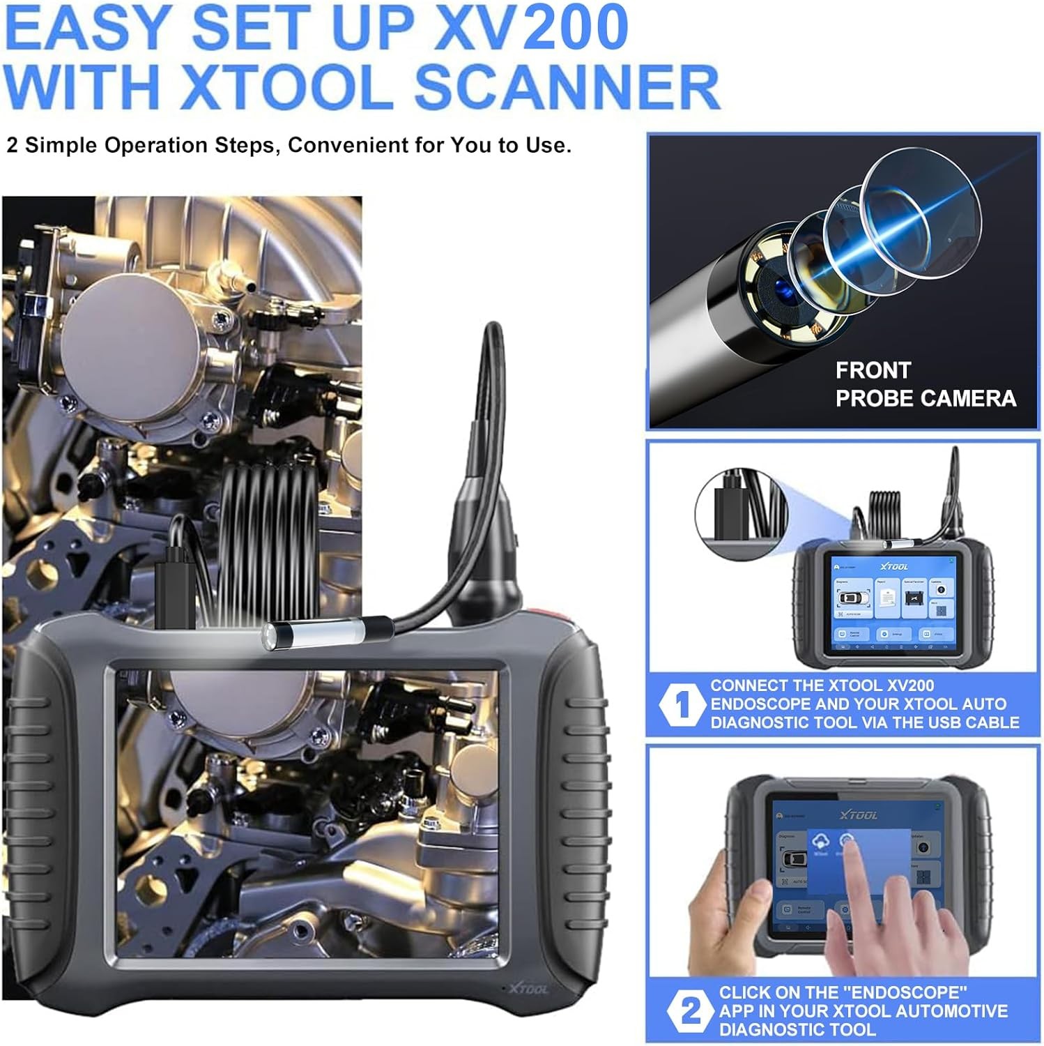 4.9FT Inspection Camera 1920×1080 HD 8.5mm Probe Waterproof Borescope