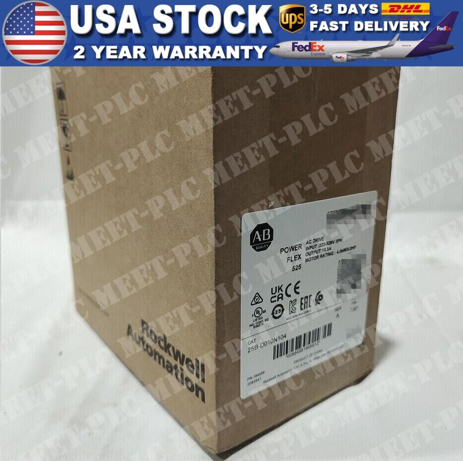 New Factory Sealed AB Allen Bradley 25B-D010N104 PowerFlex 525 4kW 5Hp AC Drive