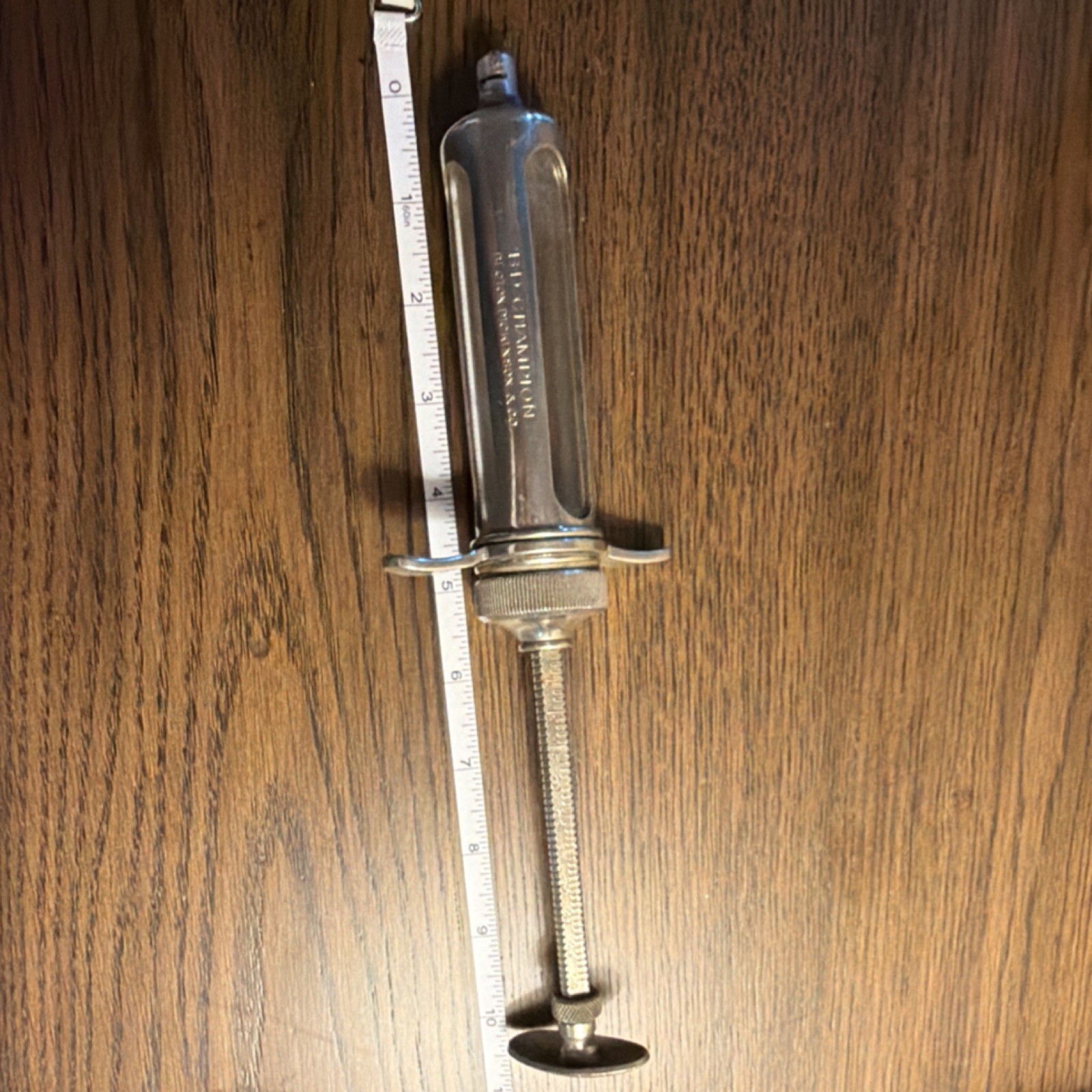 B-D Champion 50cc Veterinary Syringe Becton Dickinson Glass Metal
