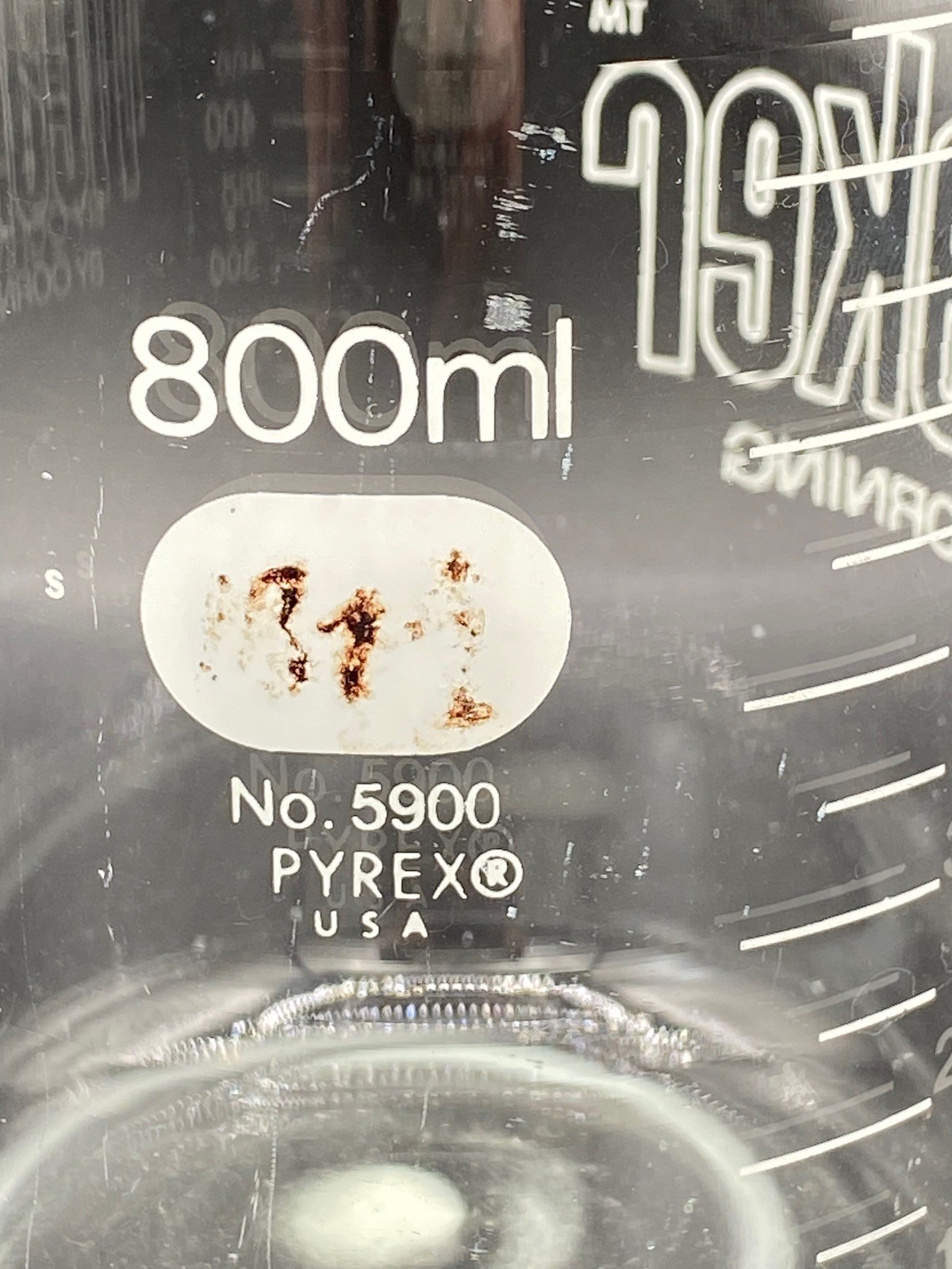 Corning PYREX Glass 800mL Graduated Fleaker Flask Beaker w/o Cap 5900-800 (1/Pk)