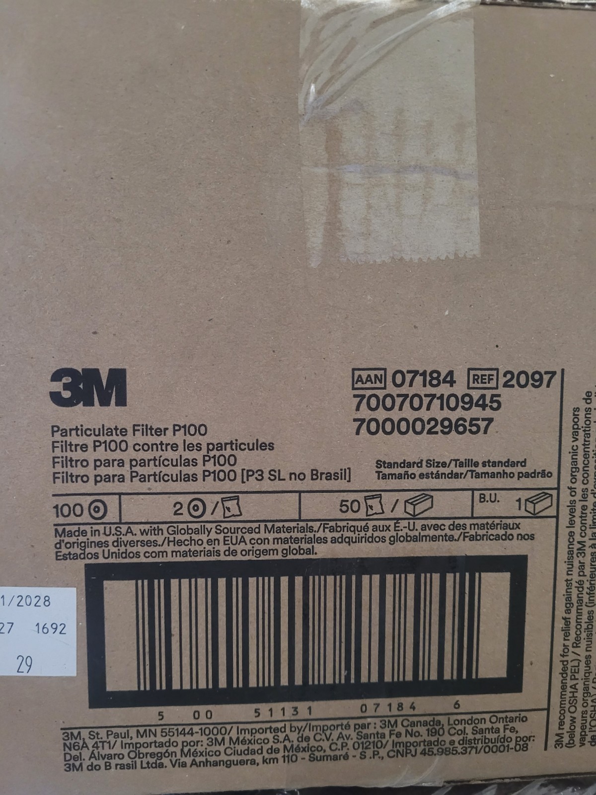 3M Respirator Particulate Filter P100 2097 Case 100. 50 Pairs Lot NEW